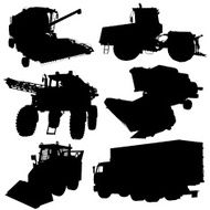 Agricultural vehicles silhouettes set