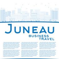 Outline Juneau (Alaska) Skyline with Blue Buildings