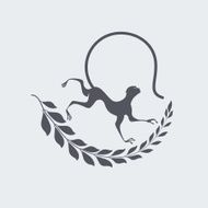 Silhouette of Monkey and branch in grey color