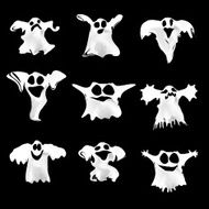 Set of halloween white ghosts with different expressions N2