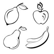 Set fruits black contours
