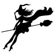 Witch with broom and kitty