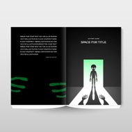 Alien with shadow in the open door Brochure cover template