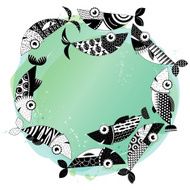 Black and white decorated fishes Sardines