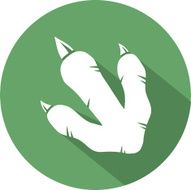 Flat Design Green And White Dinosaur Paw Print Logo