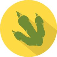 Flat Design Green And Yellow Dinosaur Paw Print Logo