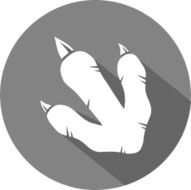 Flat Design Black and White Dinosaur Paw Print Logo