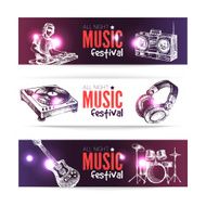 Banners of music design Set hand drawn sketch backgrounds N2