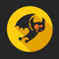 Round flat vector icon with vampire bat for Halloween N4