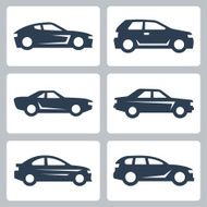 Vector cars icons set side view
