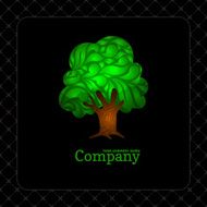 Company business icon with laced green tree