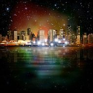 abstract background with panorama of vancouver N21