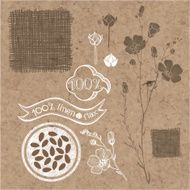 Flax labels stickers and elements isolated on kraft paper background