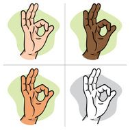 Illustration hands making an okay sign ethnicity