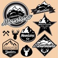 set of templates for emblems with different mountains