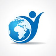 Eco people celebration icon with earth design vector