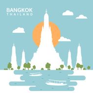 Wat Arun Temple Bangkok Thailand travel silhouette vector illustration
