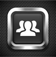 Group of People on Black Square Button N2