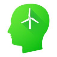 Male head icon with a wind generator
