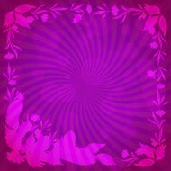 Background lilac silhouette flowers and feathers N2