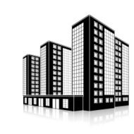 silhouette office building with an entrance and reflection N13