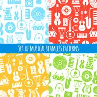 Set of musical seamless patterns Vector illustration
