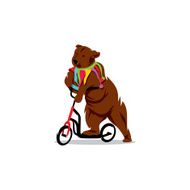 Circus bear on a bicycle Vector Illustration