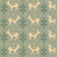 Vintage christmas seamless pattern with deers vector background
