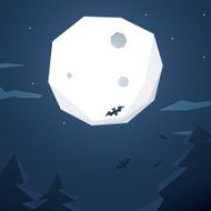 Halloween vector background with full moon Bats silhouettes flying from