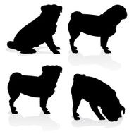 Pug Dog Silhouette Set