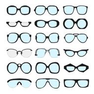 Vector set of different glasses with lenses on white background N2