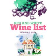 Wine list Hand drawn sketch and watercolor illustration Menu d