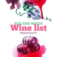 Wine list Hand drawn sketch and watercolor illustration Menu d N2