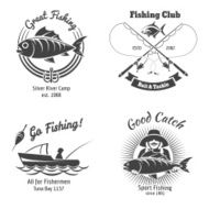 Fishing logo and emblems vintage vector set