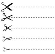 Set of scissors various sizes and species cutting contour
