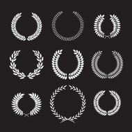 Vector illustration with set of laurel frame