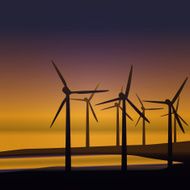 Windmill field sunset