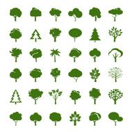 Set of Green Trees Vector symbol and icon N2