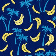 Seamless pattern with bananas and palm trees