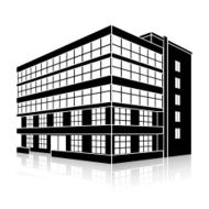 silhouette office building with an entrance and reflection N15