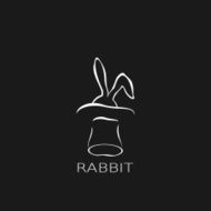 Cartoon cute outline rabbit in the hat