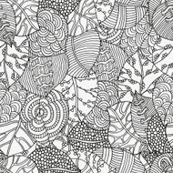 Seamless pattern for coloring book with autumn leaves N2