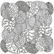 Pattern for coloring book with autumn leaves N2