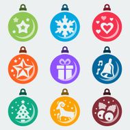 Christmas balls vector icon set