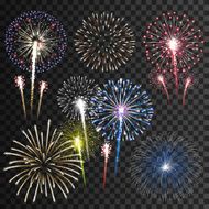 Set of isolated vector fireworks