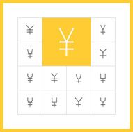 Thin line yen sign