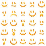 Vector Collection of Spooky Halloween Ghost and Pumpkin Faces N2