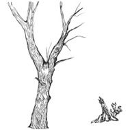 Hand drawn tree silhouette and stump N4