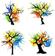abstract colorful trees with splashes of color N2