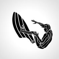 Creative silhouette of surfer